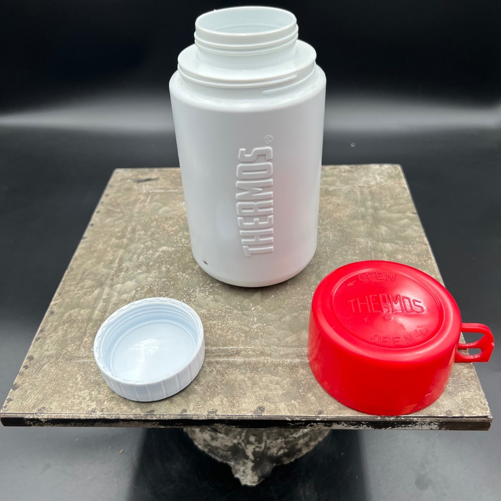 Vintage 1992 Thermos Biological Material Biohazard Food Jar Model 6700 White Red - Picture 5 of 9